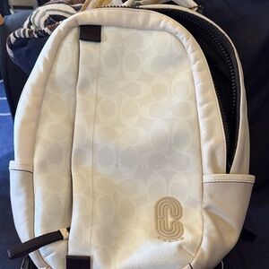 Coach Men's Cream Signature Canvas Sling Backpack